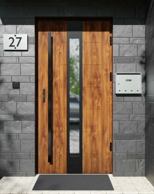 Drzwi zewnętrzne do domu z pochwytem i ościeżnicą aluminiową Libre 35 Noir Matt w systemie Alu extra