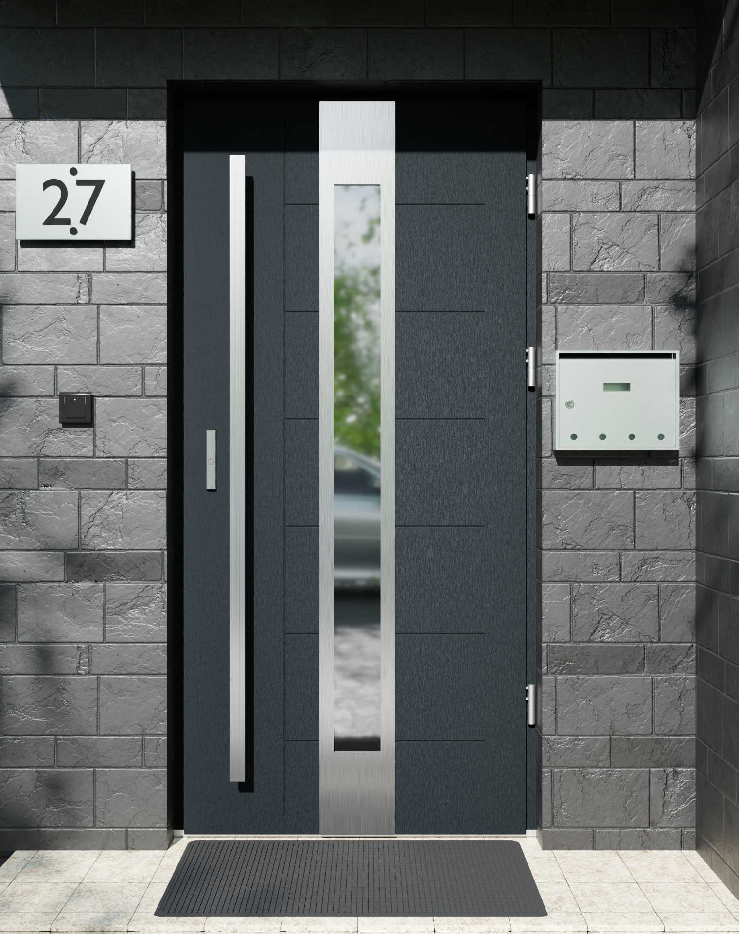 Drzwi zewnętrzne do domu z pochwytem i ościeżnicą aluminiową Libre 35 w systemie Alu