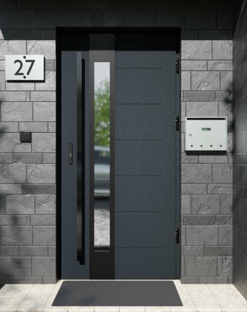 Drzwi zewnętrzne do domu z pochwytem i ościeżnicą aluminiową Libre 35B Noir Matt w systemie Alu