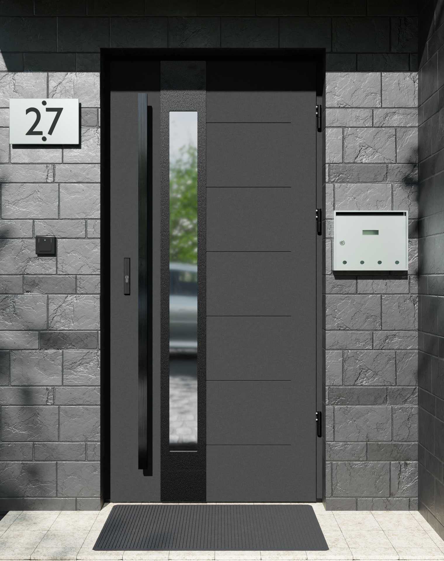 Drzwi zewnętrzne do domu z pochwytem i ościeżnicą aluminiową Libre 35B Noir w systemie Alu extra