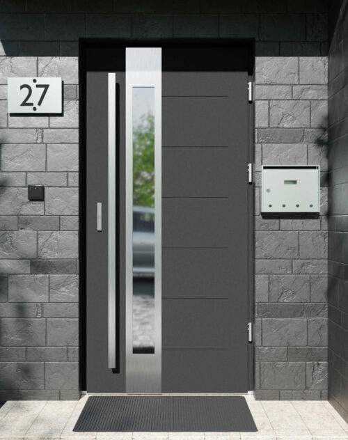 Drzwi zewnętrzne do domu z pochwytem i ościeżnicą aluminiową Libre 35B w systemie Alu extra