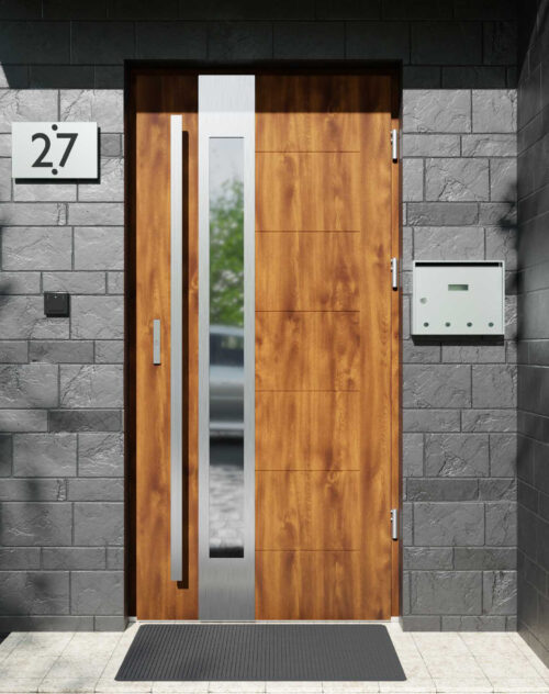 Drzwi zewnętrzne do domu z pochwytem i ościeżnicą aluminiową Libre 35B w systemie Alu