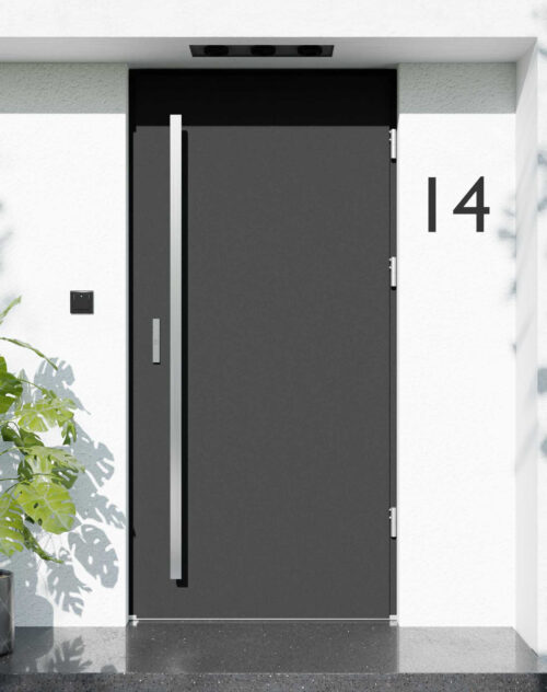 Drzwi zewnętrzne do domu z pochwytem i ościeżnicą drewnianą Otto 01 w systemie Wood extra