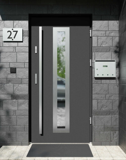 Drzwi zewnętrzne do domu z pochwytem i ościeżnicą aluminiową Otto 03 w systemie Alu extra