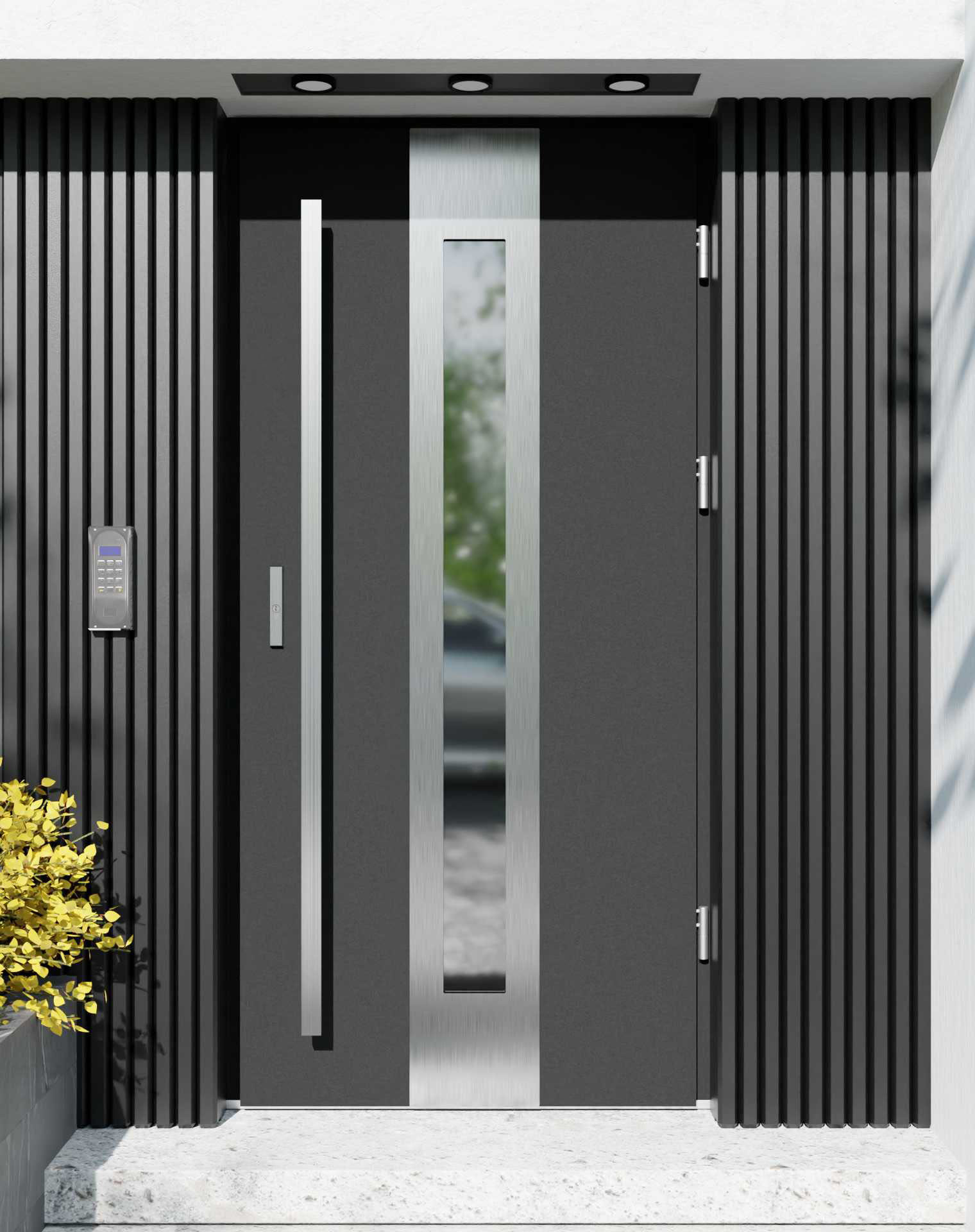 Drzwi zewnętrzne do domu z pochwytem i ościeżnicą aluminiową Otto 05 w systemie Alu