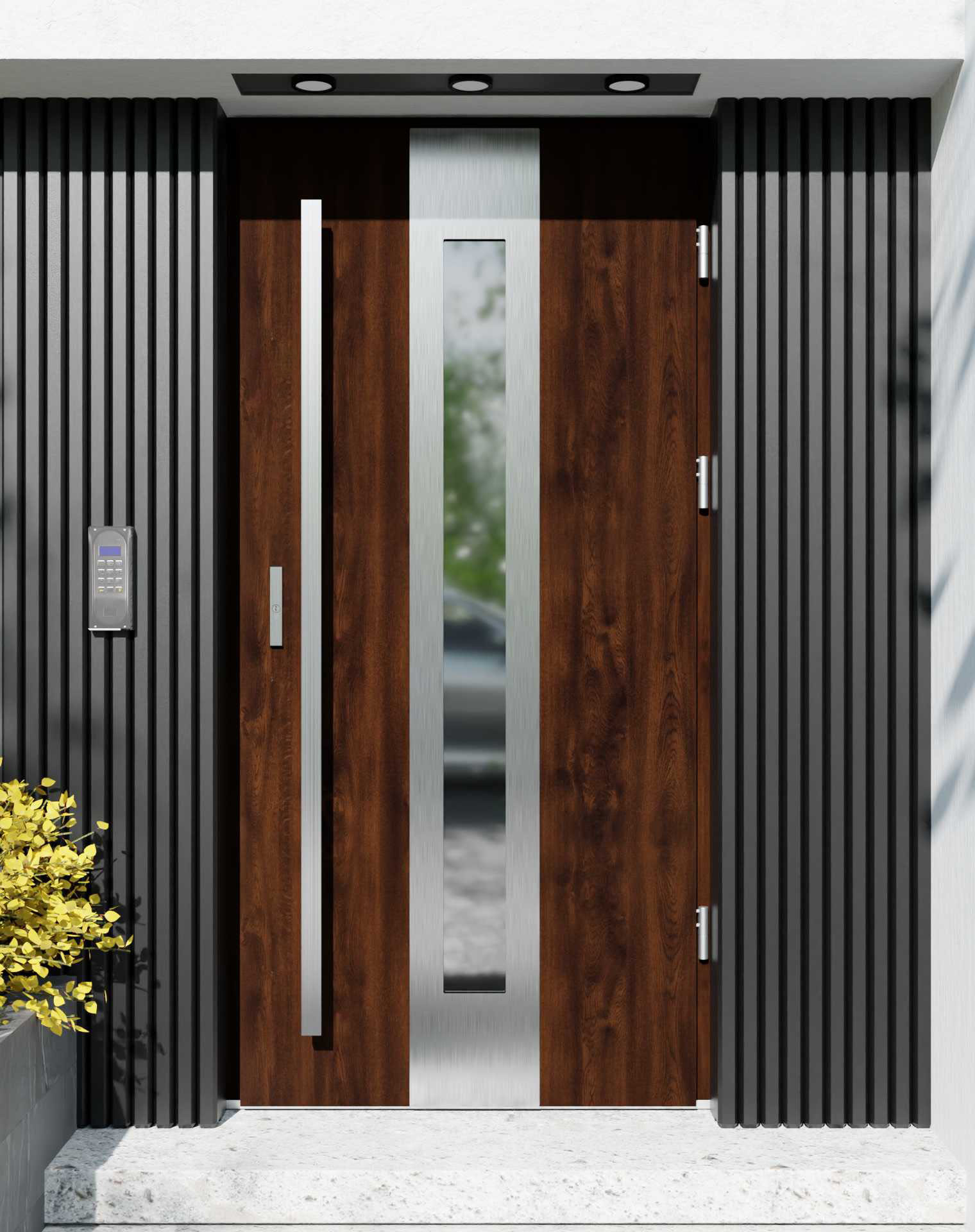 Drzwi zewnętrzne do domu z pochwytem i ościeżnicą aluminiową Otto 05 w systemie Alu