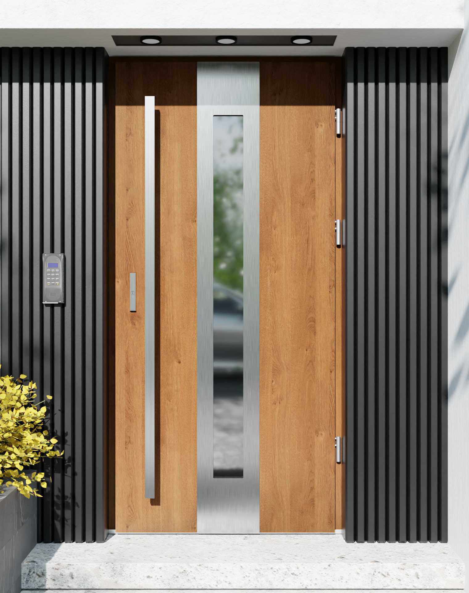 Drzwi zewnętrzne do domu z pochwytem i ościeżnicą aluminiową Otto 05 w systemie Alu