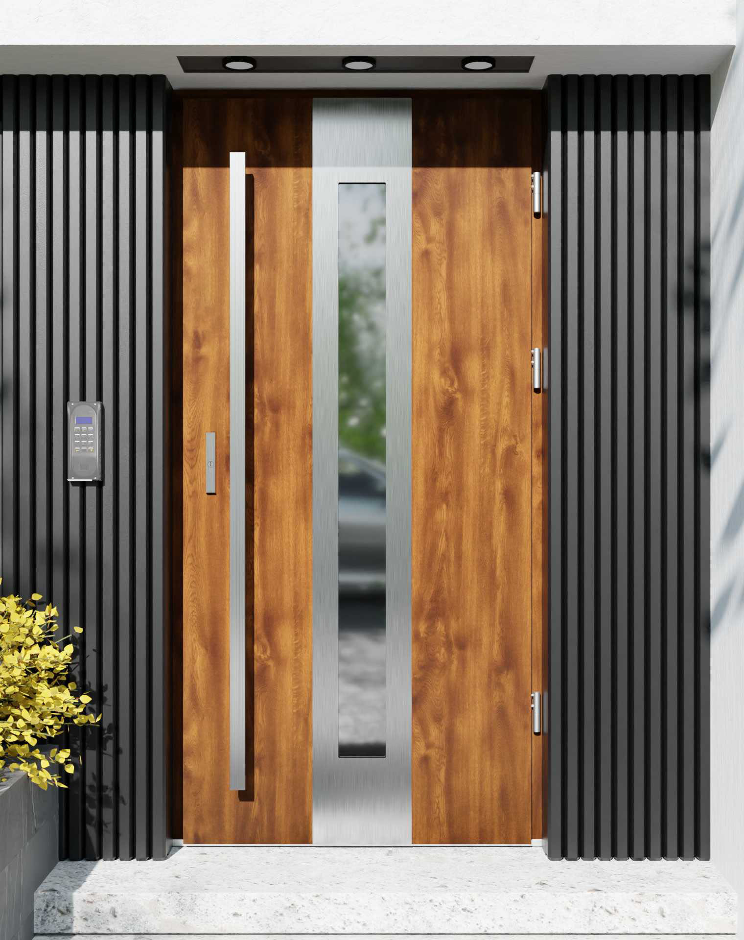 Drzwi zewnętrzne do domu z pochwytem i ościeżnicą aluminiową Otto 05 w systemie Alu