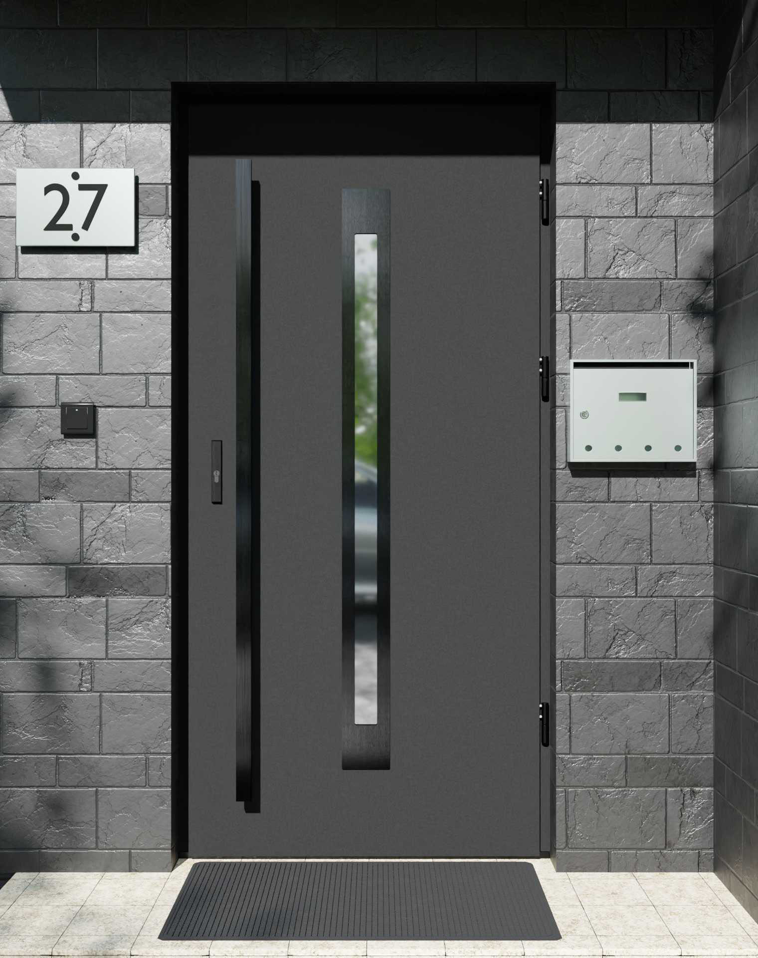 Drzwi zewnętrzne do domu z pochwytem i ościeżnicą aluminiową Otto 11 Noir w systemie Alu extra