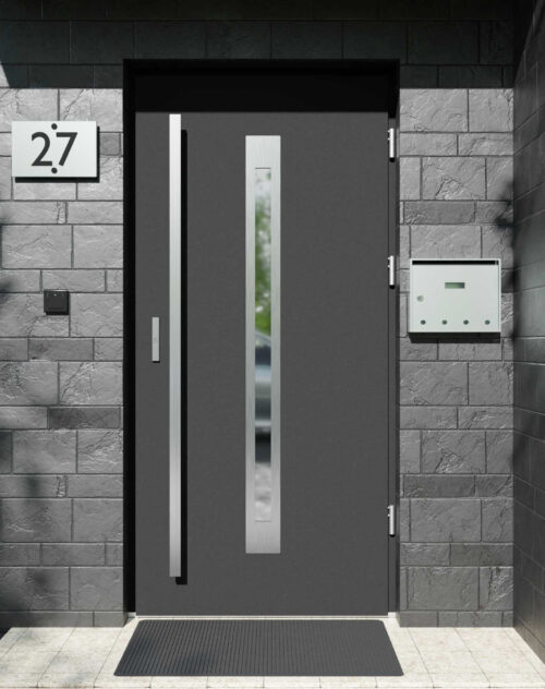 Drzwi zewnętrzne do domu z pochwyt i ościeżnicą aluminiową Otto 11 w systemie Alu extra