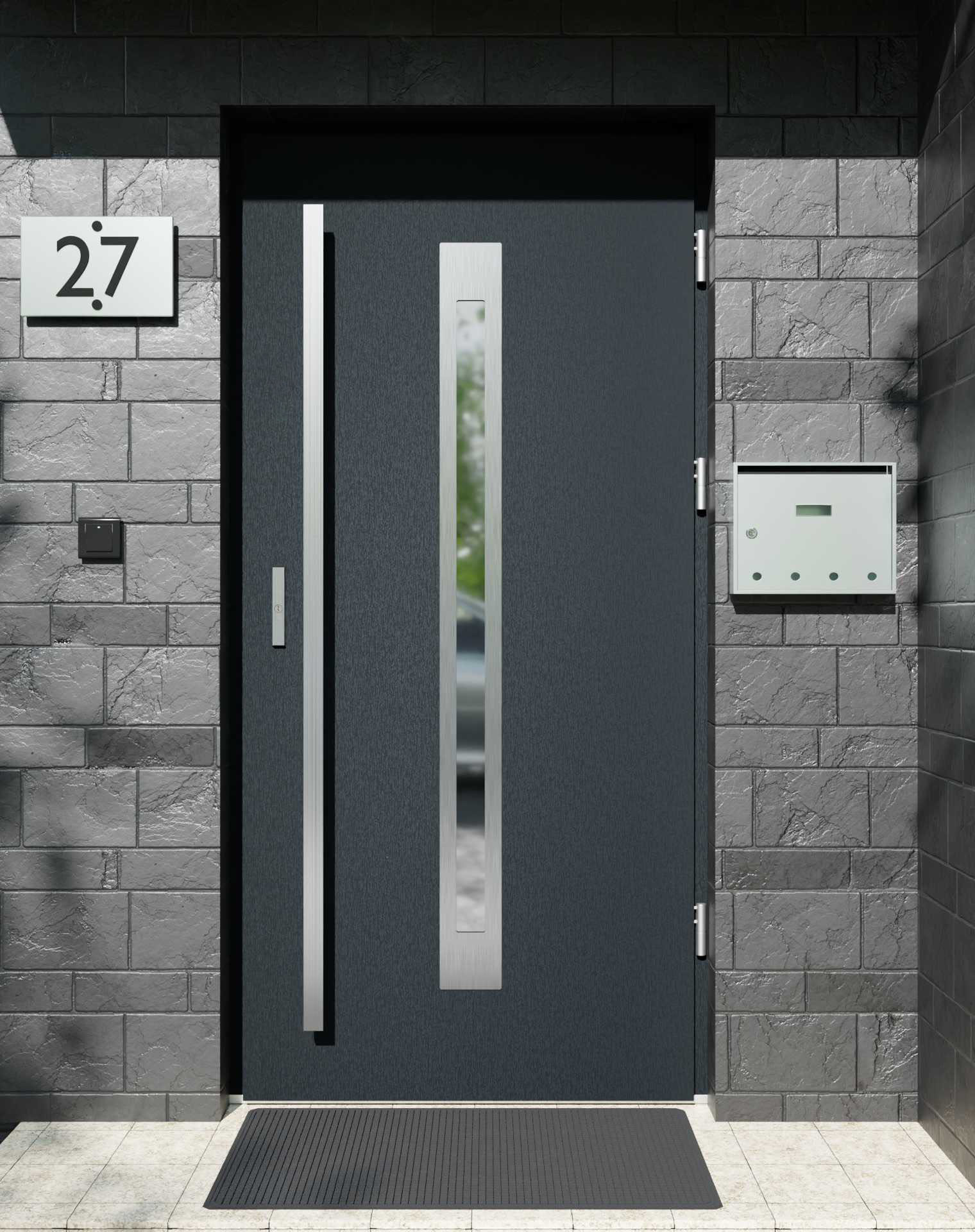 Drzwi zewnętrzne do domu z pochwyt i ościeżnicą aluminiową Otto 11 w systemie Alu extra