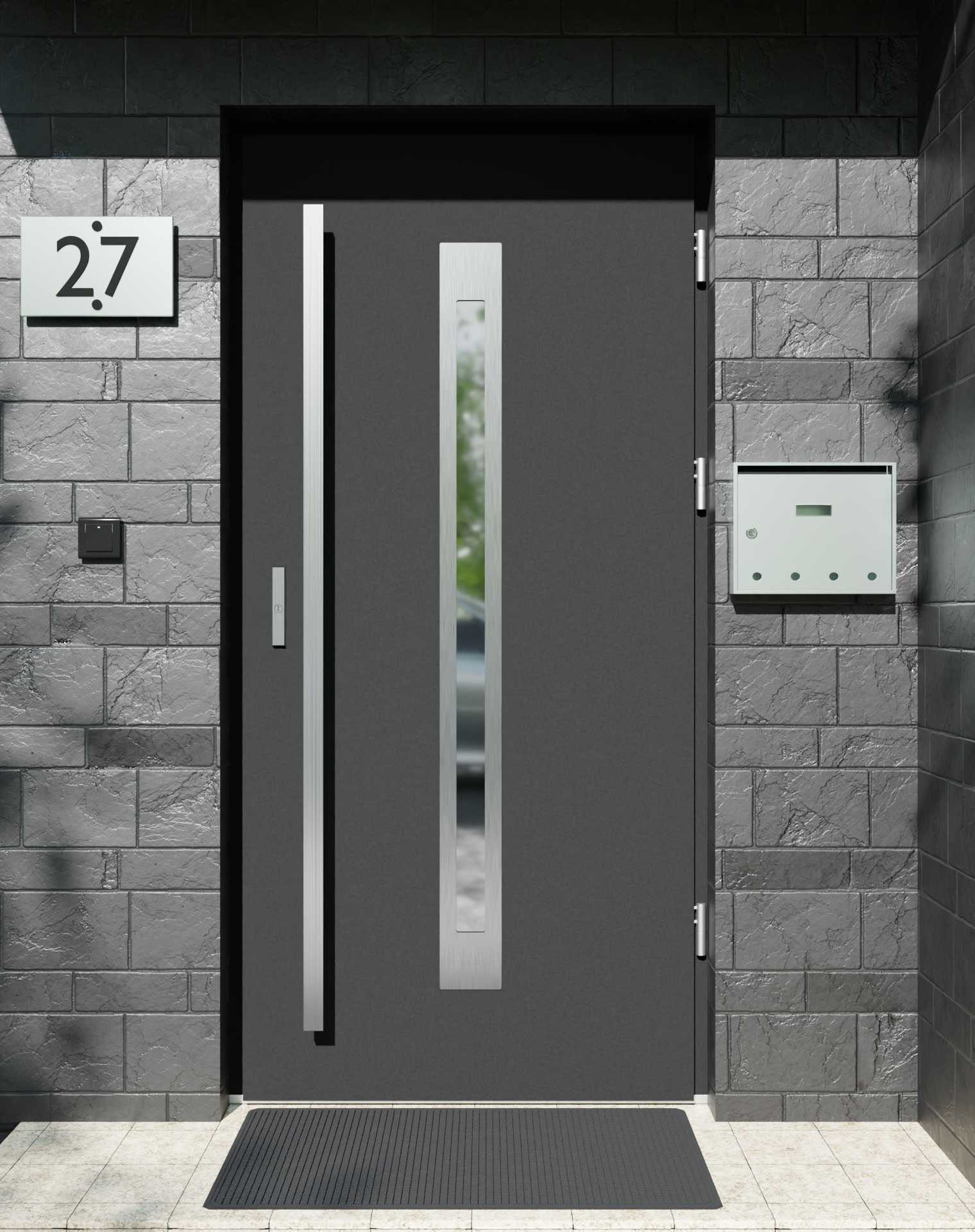 Drzwi zewnętrzne do domu z pochwyt i ościeżnicą aluminiową Otto 11 w systemie Alu extra