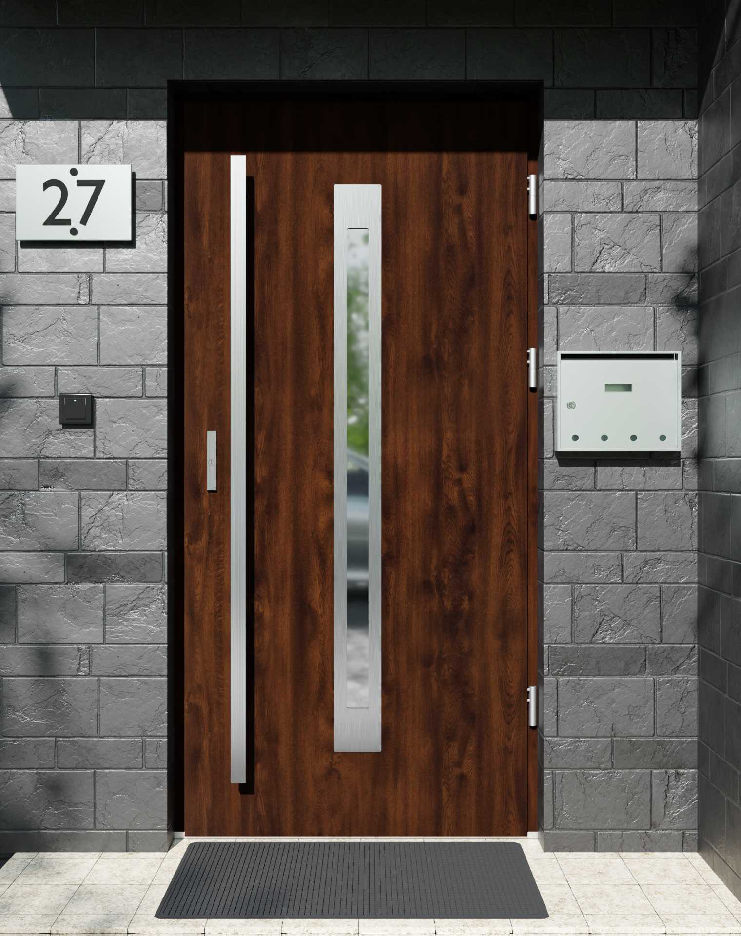 Drzwi zewnętrzne do domu z pochwyt i ościeżnicą aluminiową Otto 11 w systemie Alu extra