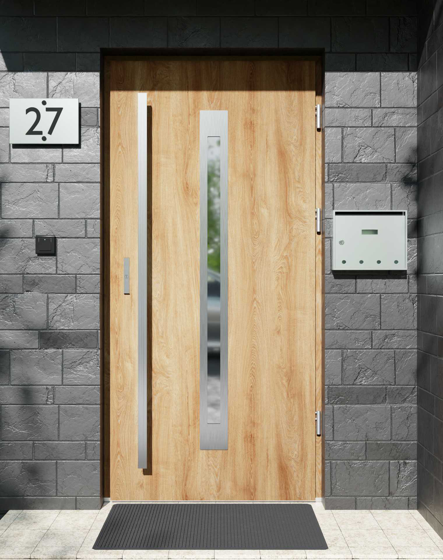 Drzwi zewnętrzne do domu z pochwyt i ościeżnicą aluminiową Otto 11 w systemie Alu extra