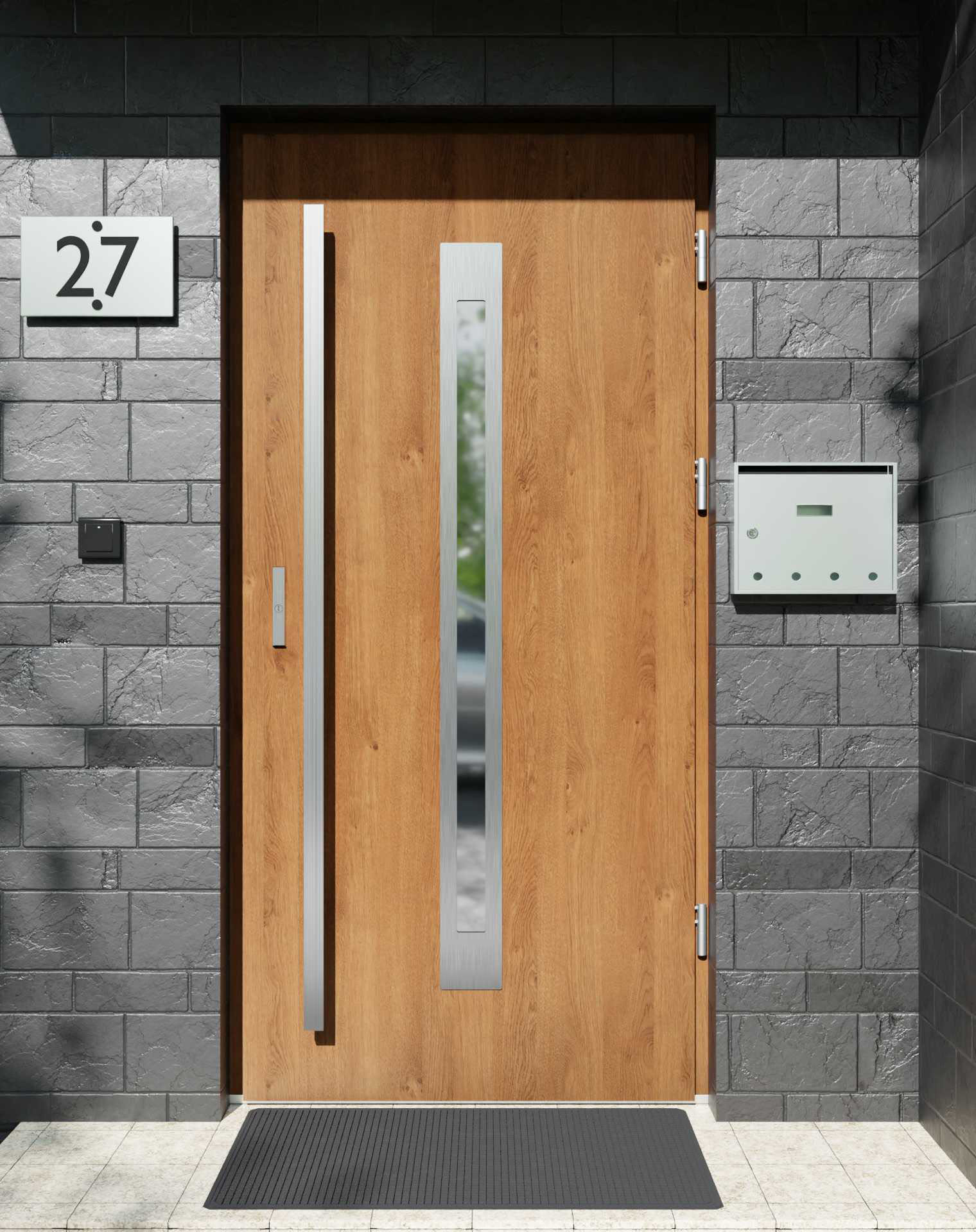 Drzwi zewnętrzne do domu z pochwyt i ościeżnicą aluminiową Otto 11 w systemie Alu extra