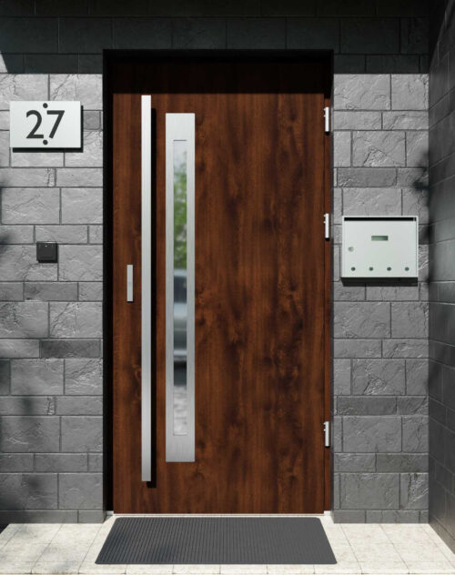 Drzwi zewnętrzne do domu z pochwytem i ościeżnicą drewnianą Otto 11B w systemie Wood extra