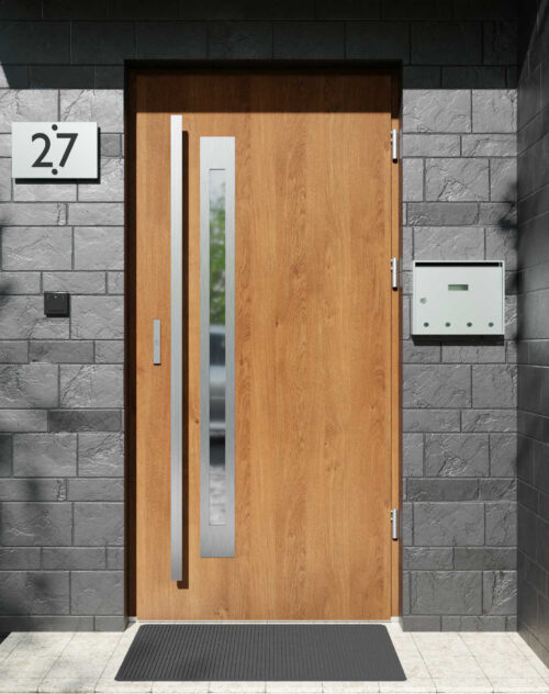 Drzwi zewnętrzne do domu z pochwytem i ościeżnicą aluminiową Otto 11B w systemie Alu