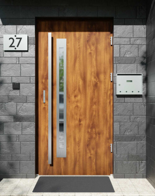 Drzwi zewnętrzne do domu z pochwytem i ościeżnicą aluminiową Otto 11B w systemie Alu extra