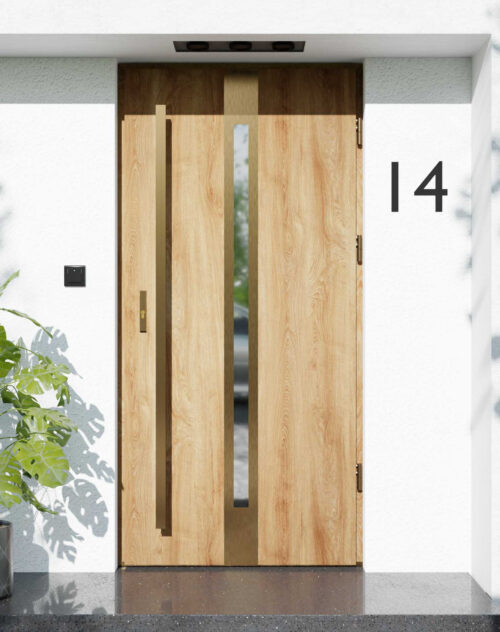 Drzwi zewnętrzne do domu z pochwytem i ościeżnicą aluminiową Otto 12 Gold w systemie Alu extra