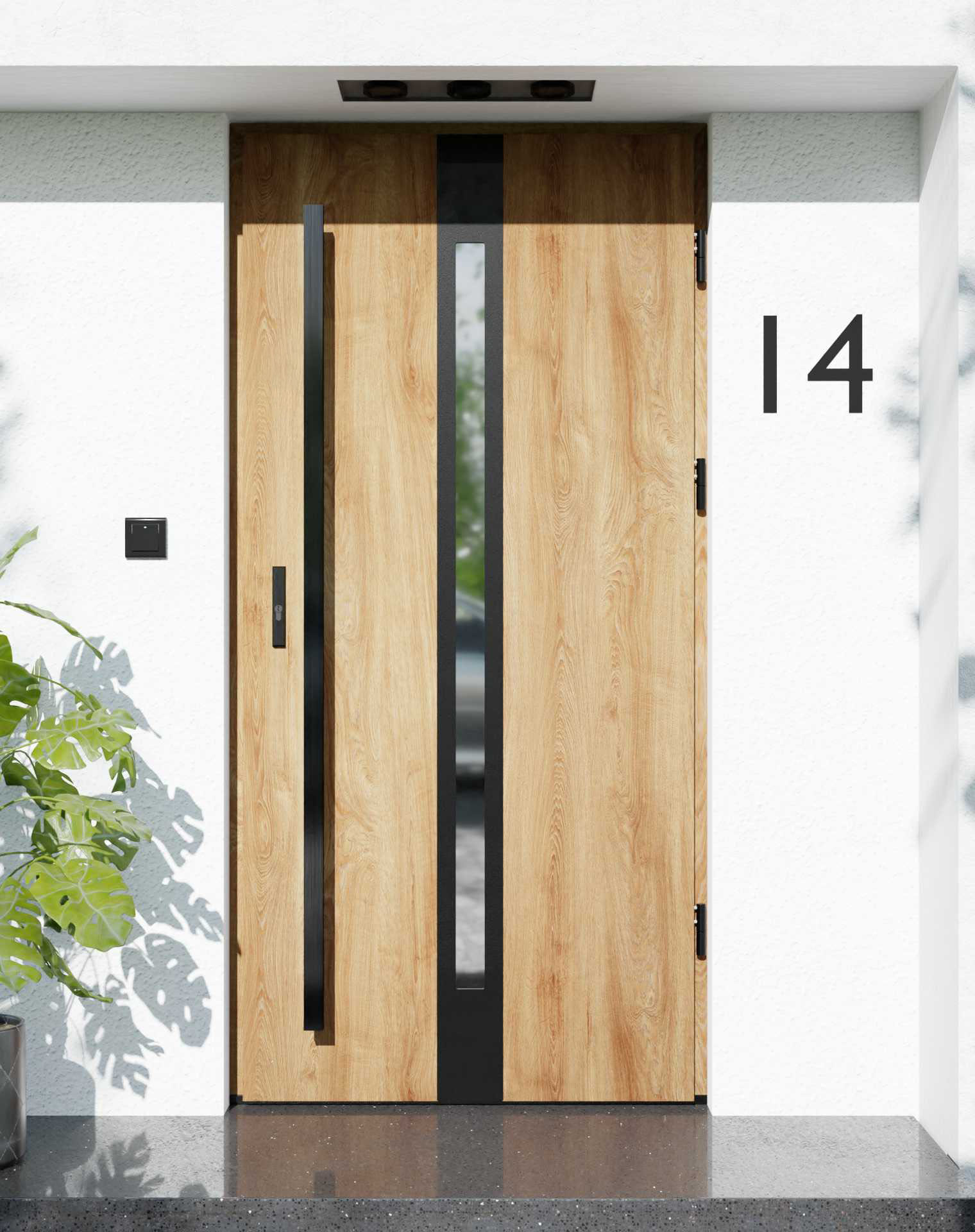 Drzwi zewnętrzne do domu z pochwytem i ościeżnicą aluminiową Otto 12 Noir Matt w systemie Alu