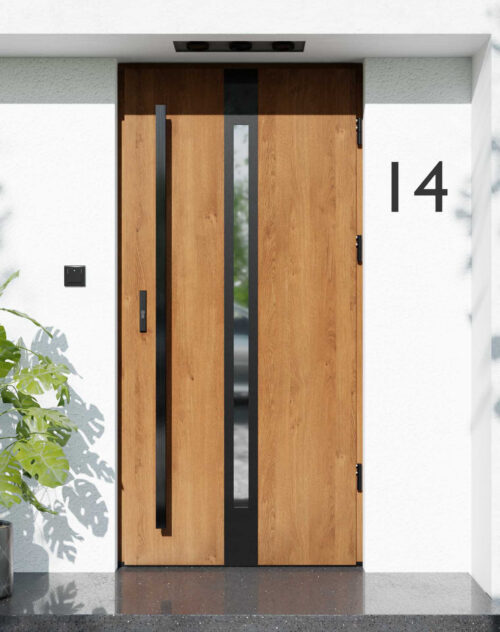 Drzwi zewnętrzne do domu z pochwytem i ościeżnicą aluminiową Otto 12 Noir Matt w systemie Alu