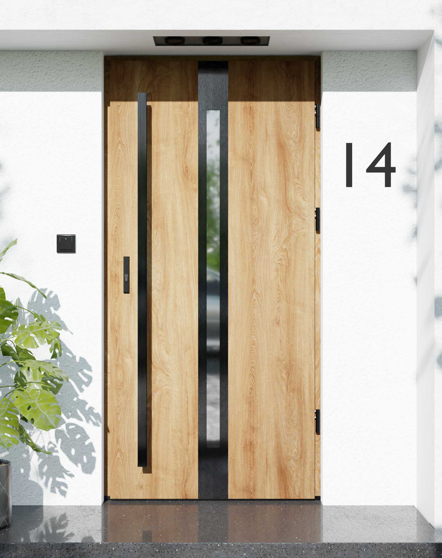 Drzwi zewnętrzne do domu z pochwytem i ościeżnicą aluminiową Otto 12 Noir w systemie Alu extra