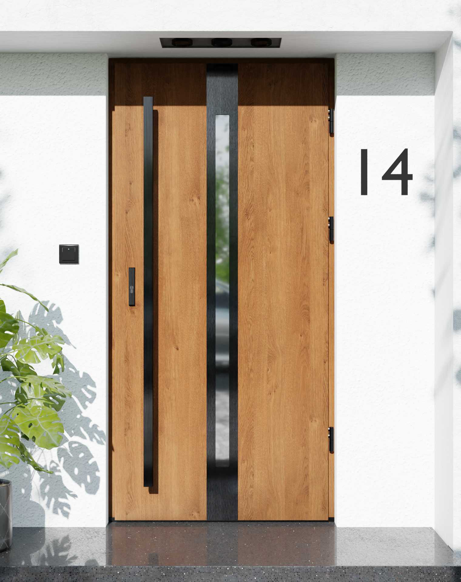 Drzwi zewnętrzne do domu z pochwytem i ościeżnicą aluminiową Otto 12 Noir w systemie Alu extra