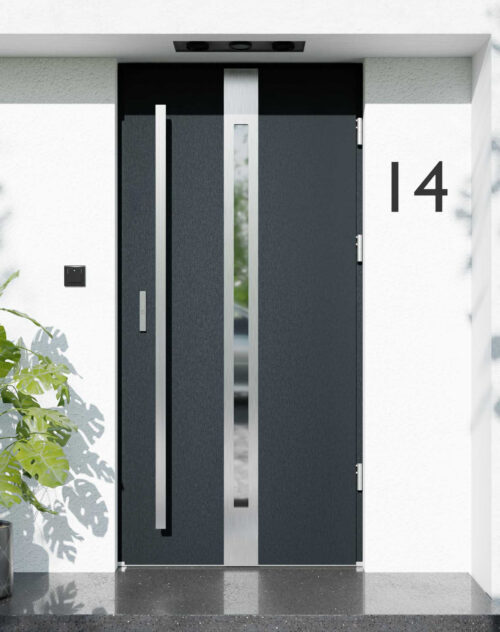 Drzwi zewnętrzne do domu z pochwytem i ościeżnicą aluminiową Otto 12 w systemie Alu extra