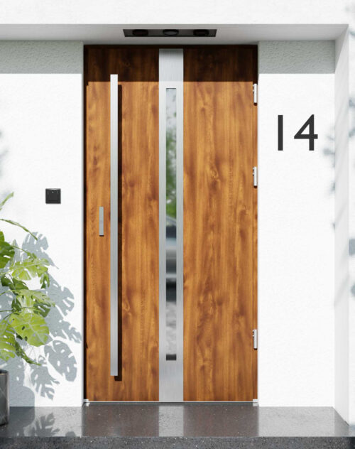 Drzwi zewnętrzne do domu z pochwytem i ościeżnicą aluminiową Otto 12 w systemie Alu