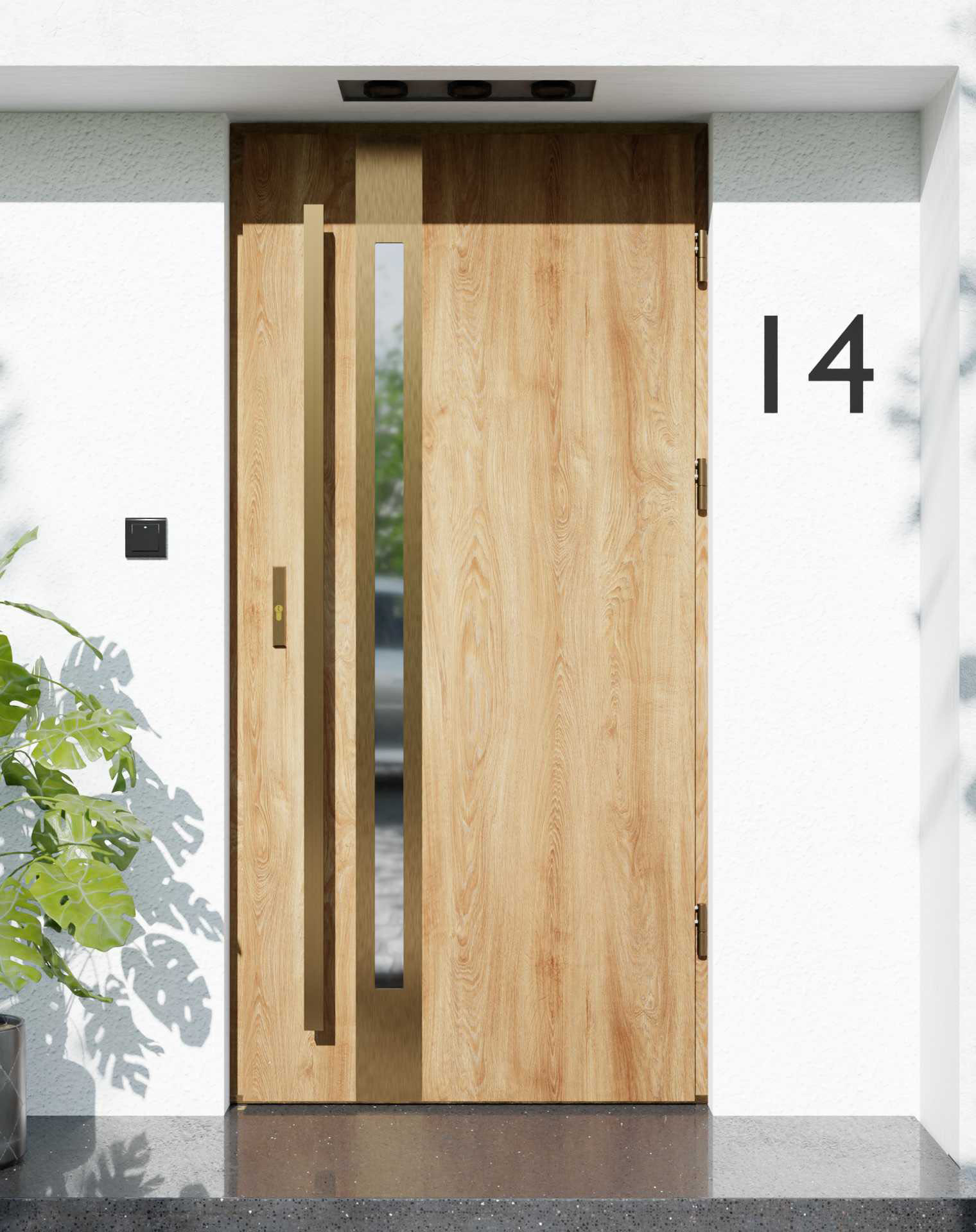 Drzwi zewnętrzne do domu z pochwytem i ościeżnicą aluminiową Otto 12B Gold w systemie Alu