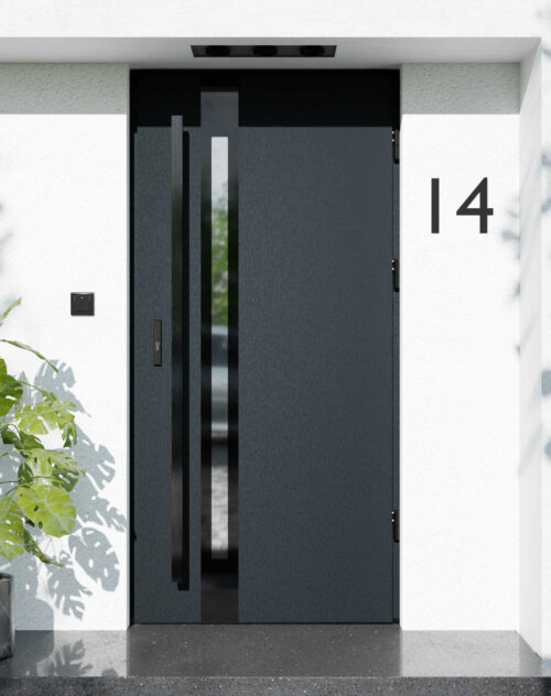 Drzwi zewnętrzne do domu z ościeżnicą drewnianą Otto 12B Noir Glass w systemie Wood extra