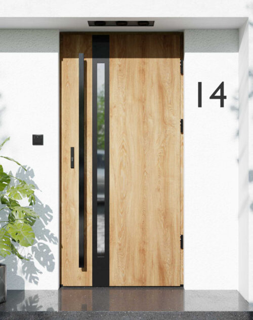 Drzwi zewnętrzne do domu z pochwytem i ościeżnicą aluminiową Otto 12B Noir Matt w systemie Alu