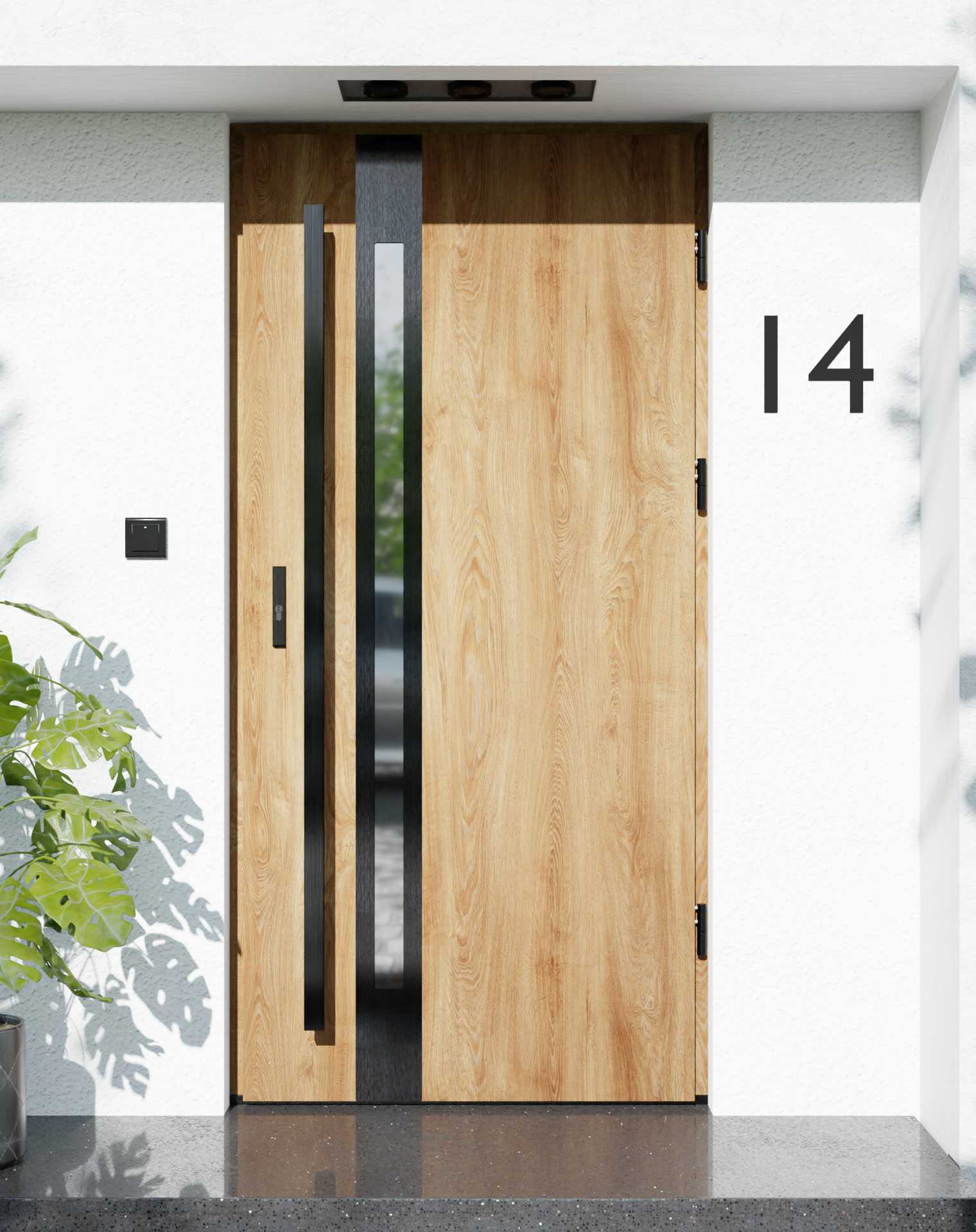 Drzwi zewnętrzne do domu z pochwytem i ościeżnicą aluminiową Otto 12B Noir w systemie Alu