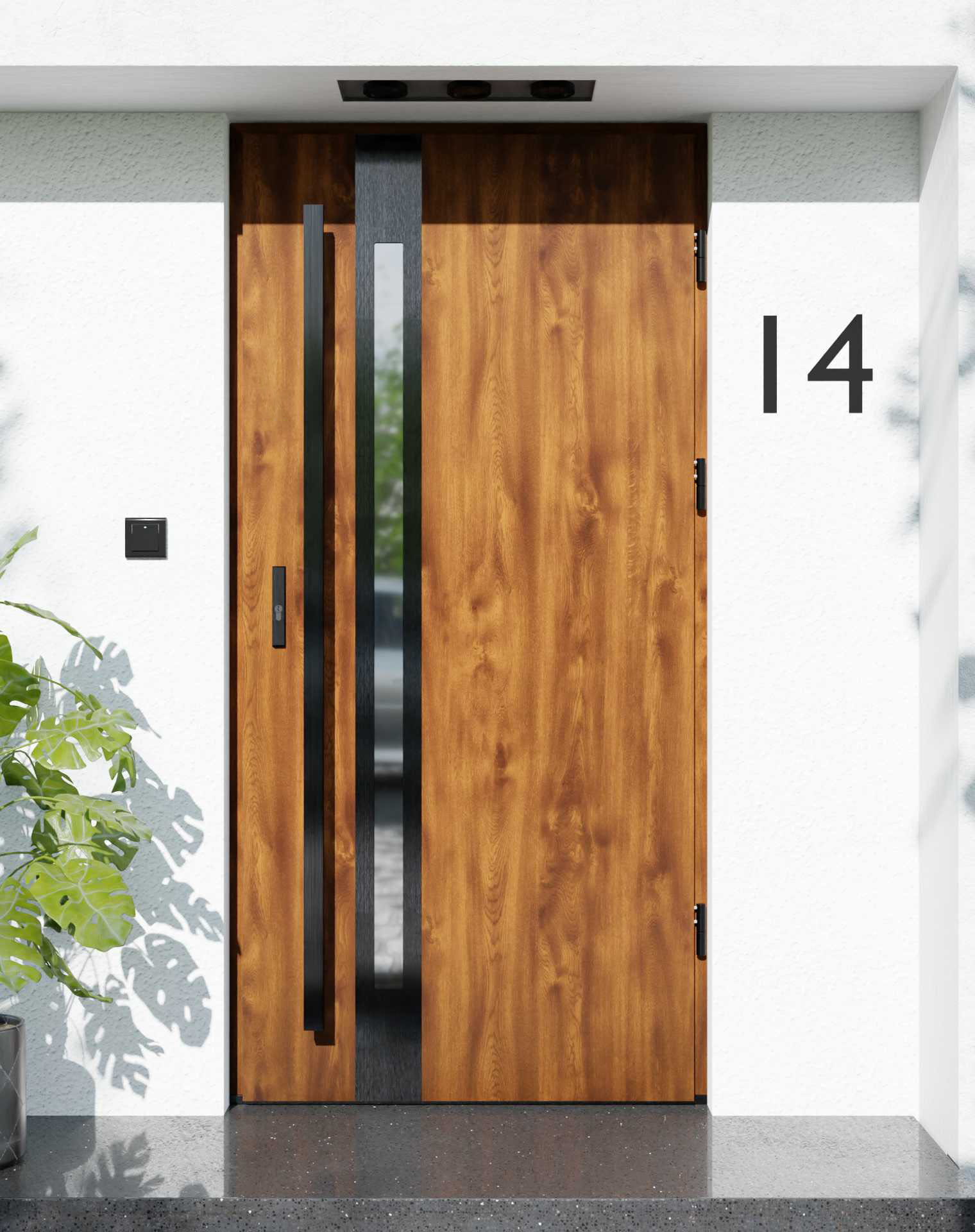 Drzwi zewnętrzne do domu z pochwytem i ościeżnicą aluminiową Otto 12B Noir w systemie Alu