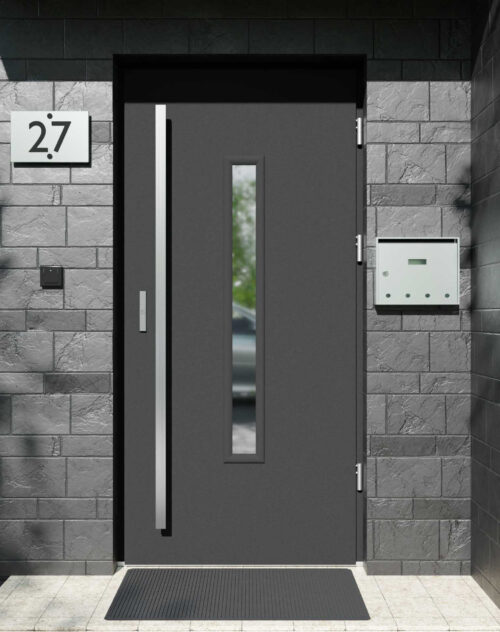 Drzwi zewnętrzne do domu z pochwytem i ościeżnicą drewnianą Otto 23 w systemie Wood extra