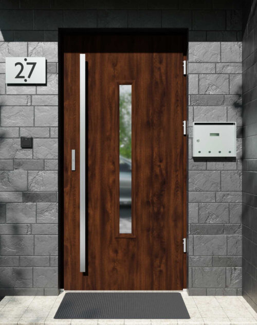 Drzwi zewnętrzne do domu z pochwytem i ościeżnicą aluminiową Otto 23 w systemie Alu extra