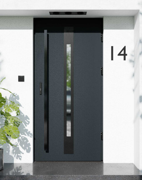 Drzwi zewnętrzne do domu z pochwytem i ościeżnicą aluminiową Otto 31 Noir Matt w systemie Alu