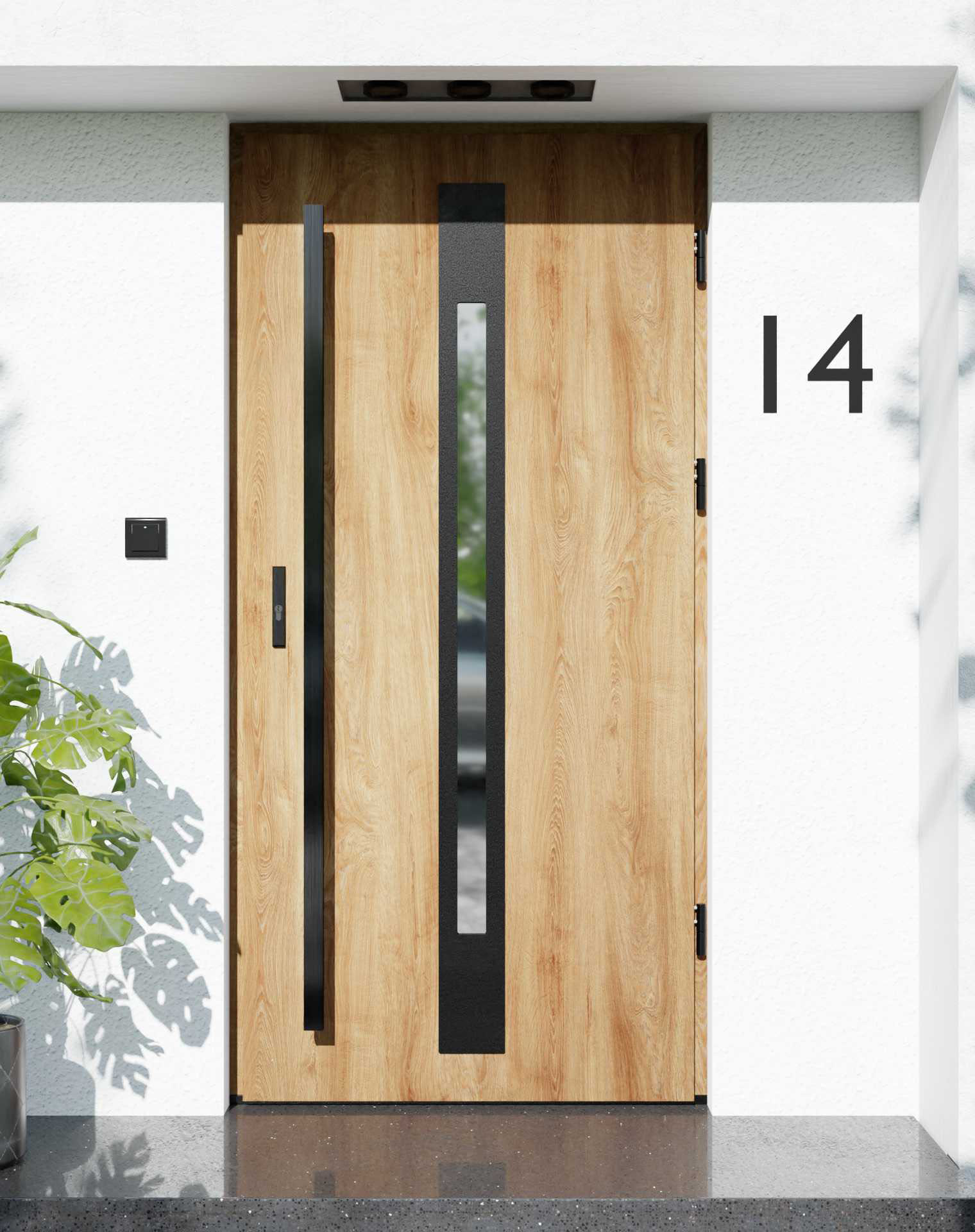 Drzwi zewnętrzne do domu z pochwytem i ościeżnicą aluminiową Otto 31 Noir Matt w systemie Alu