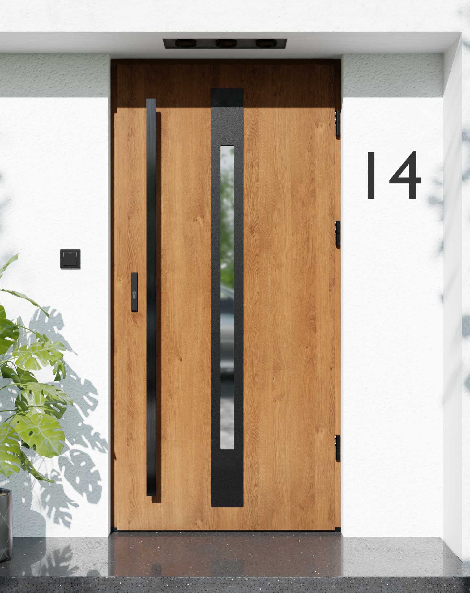 Drzwi zewnętrzne do domu z pochwytem i ościeżnicą aluminiową Otto 31 Noir Matt w systemie Alu