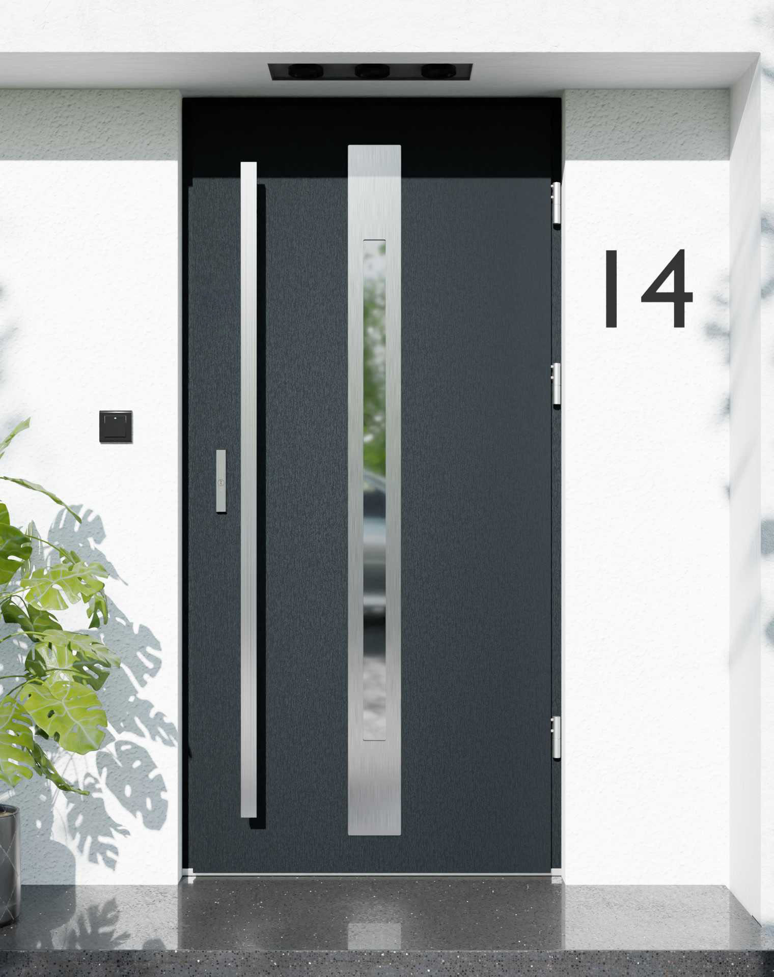 Drzwi zewnętrzne do domu z pochwytem i ościeżnicą aluminiową Otto 31 w systemie Alu