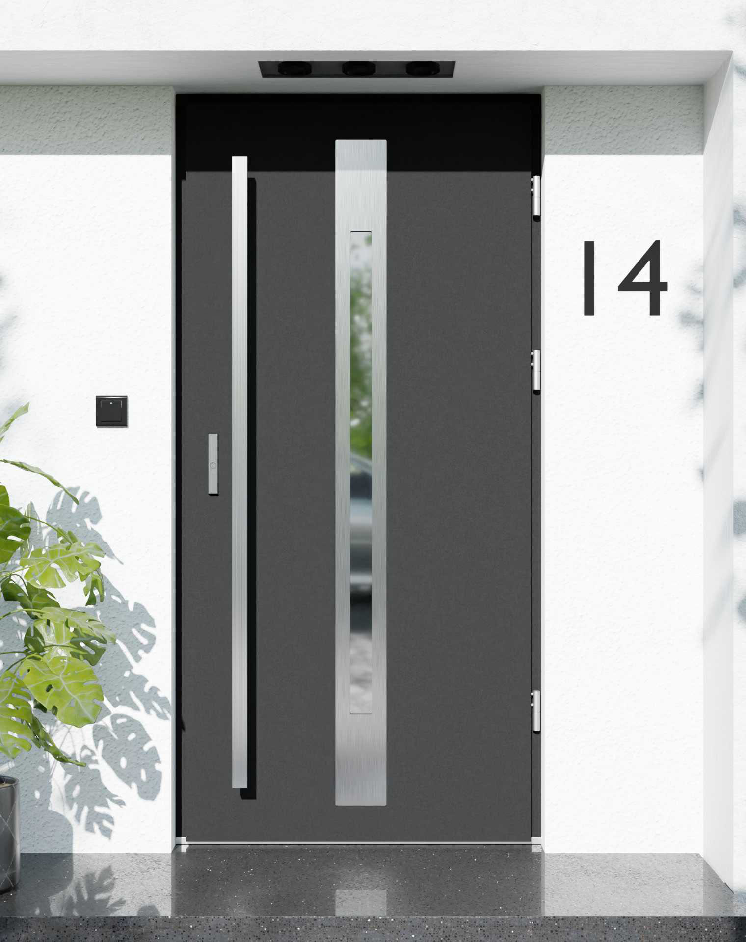 Drzwi zewnętrzne do domu z pochwytem i ościeżnicą aluminiową Otto 31 w systemie Alu