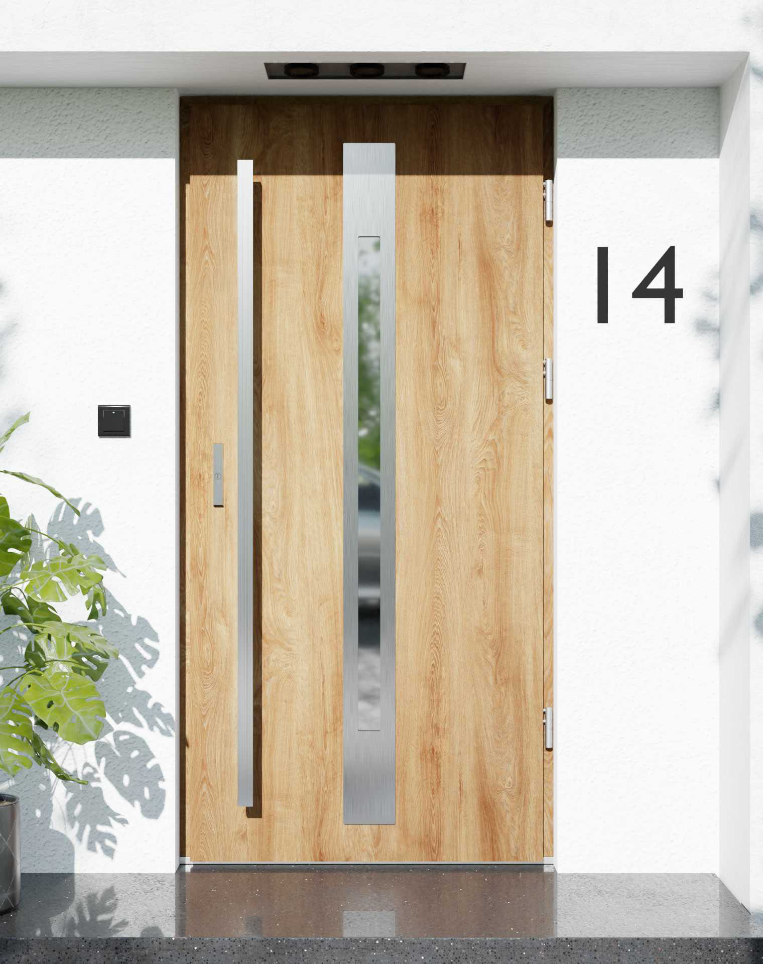 Drzwi zewnętrzne do domu z pochwytem i ościeżnicą aluminiową Otto 31 w systemie Alu