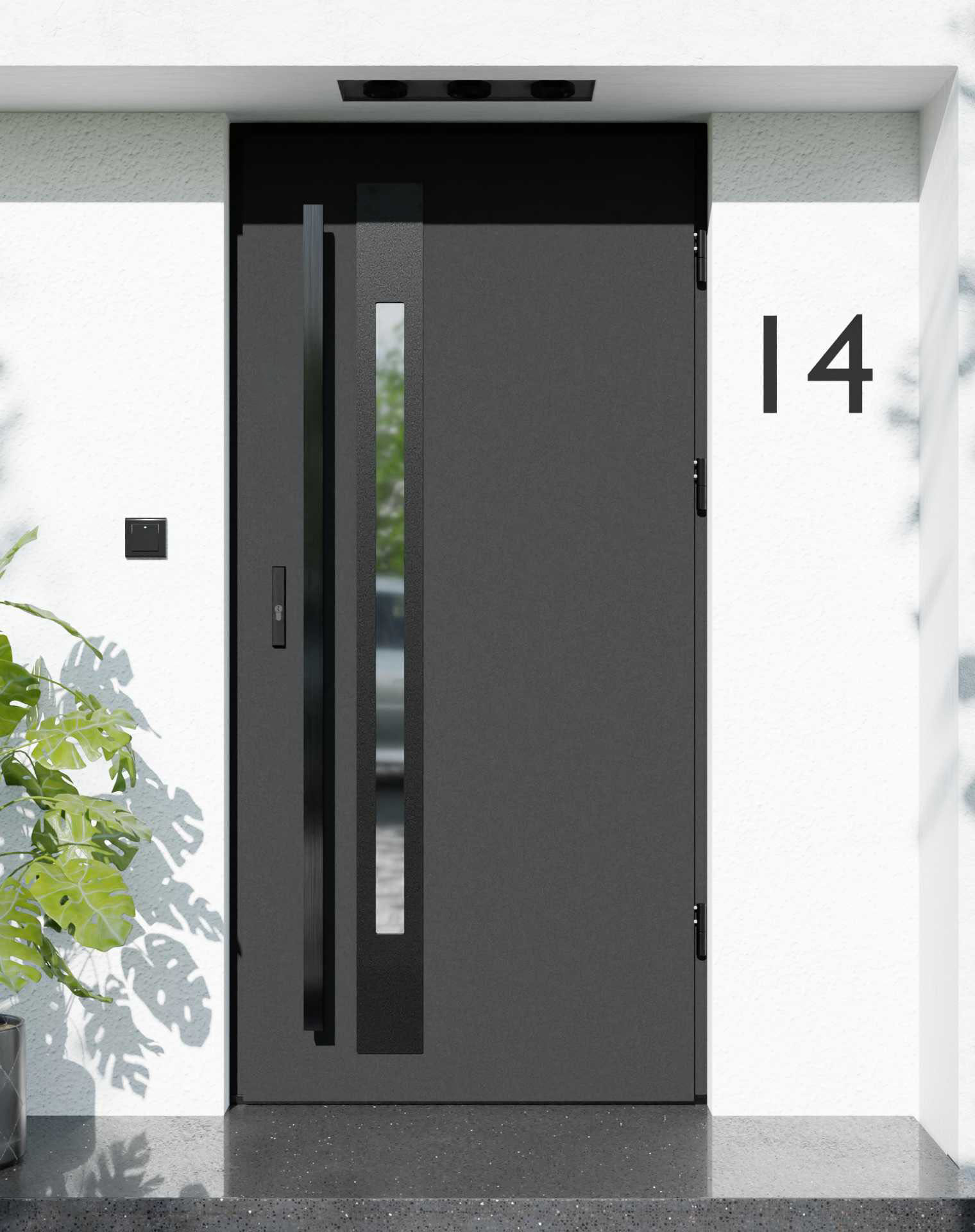 Drzwi zewnętrzne do domu z pochwytem i ościeżnicą aluminiową Otto 31B Noir Matt w systemie Alu