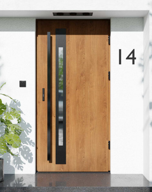 Drzwi zewnętrzne do domu z pochwytem i ościeżnicą aluminiową Otto 31B Noir Matt w systemie Alu extra