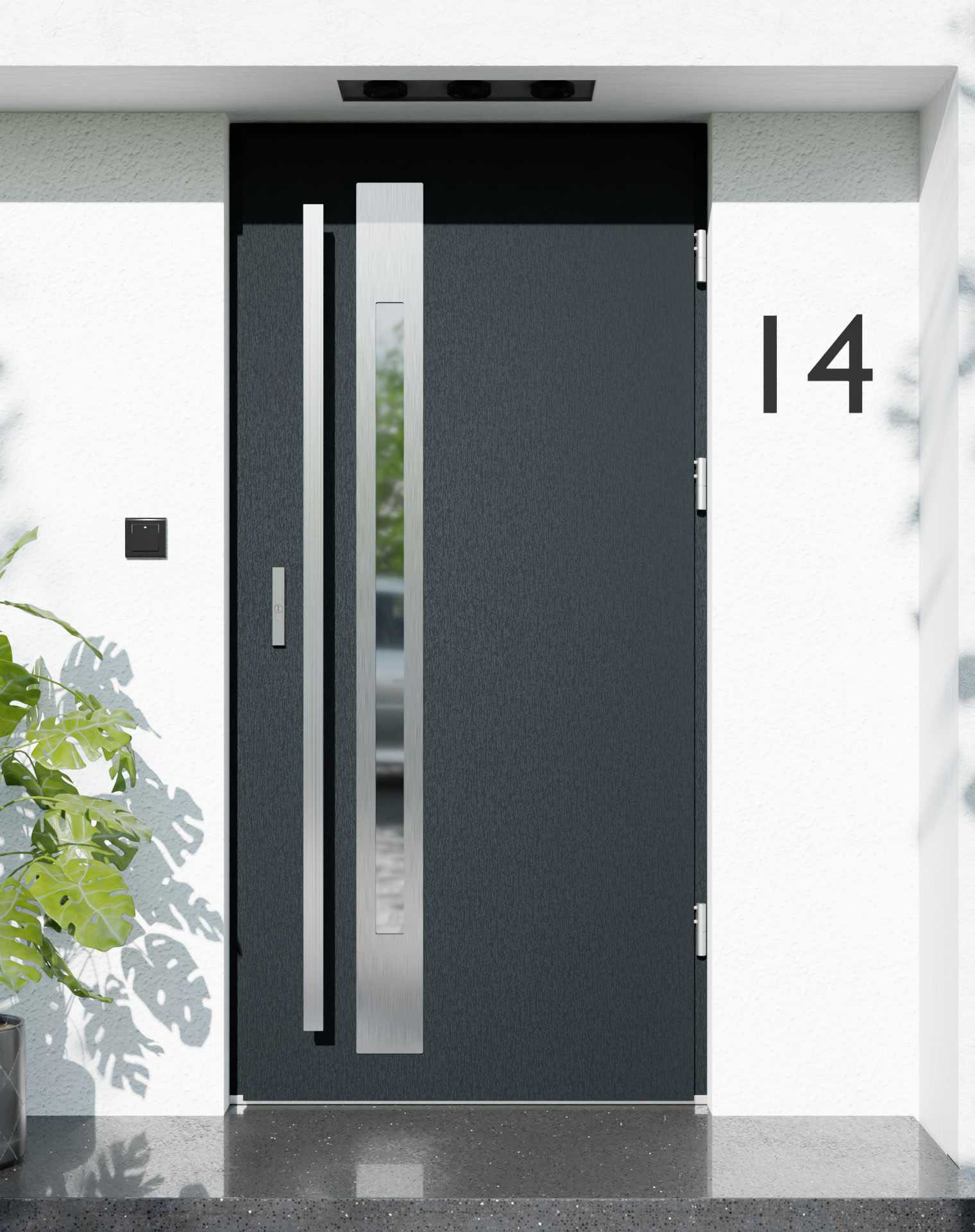 Drzwi zewnętrzne do domu z pochwytem i ościeżnicą aluminiową Otto 31B w systemie Alu