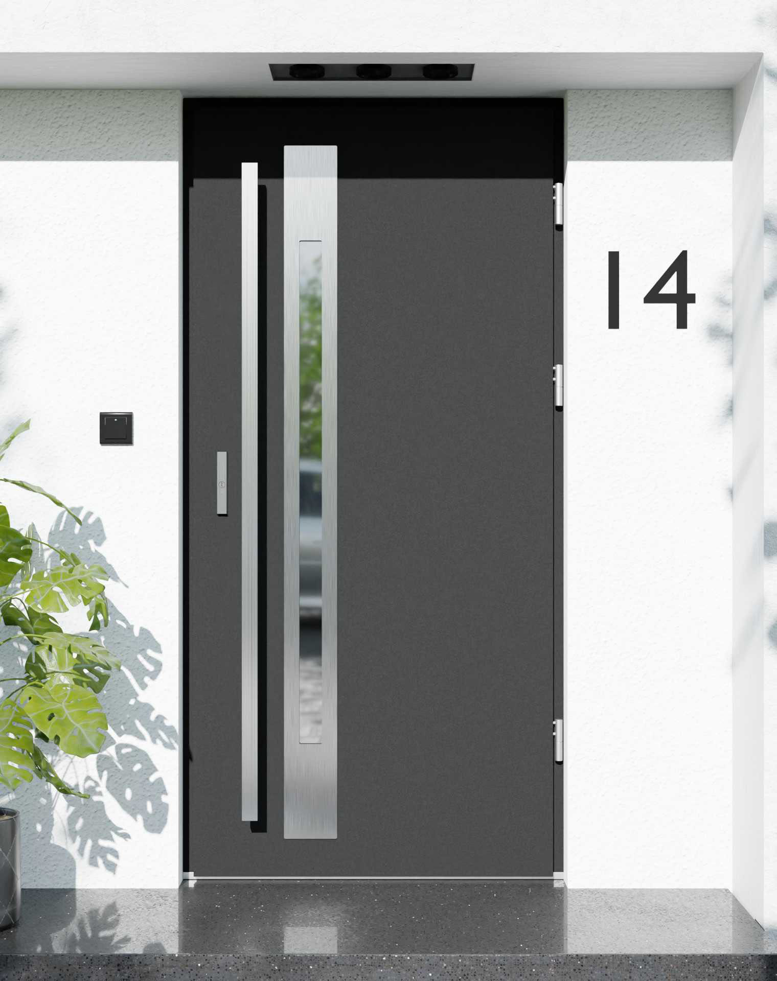 Drzwi zewnętrzne do domu z pochwytem i ościeżnicą aluminiową Otto 31B w systemie Alu