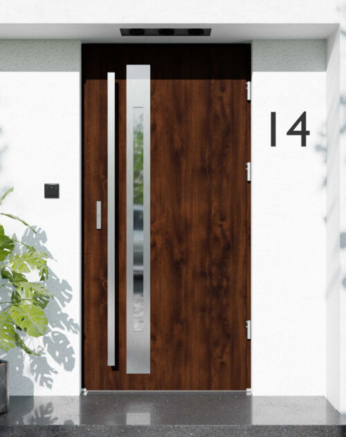 Drzwi zewnętrzne do domu z pochwytem i ościeżnicą aluminiową Otto 31B w systemie Alu extra