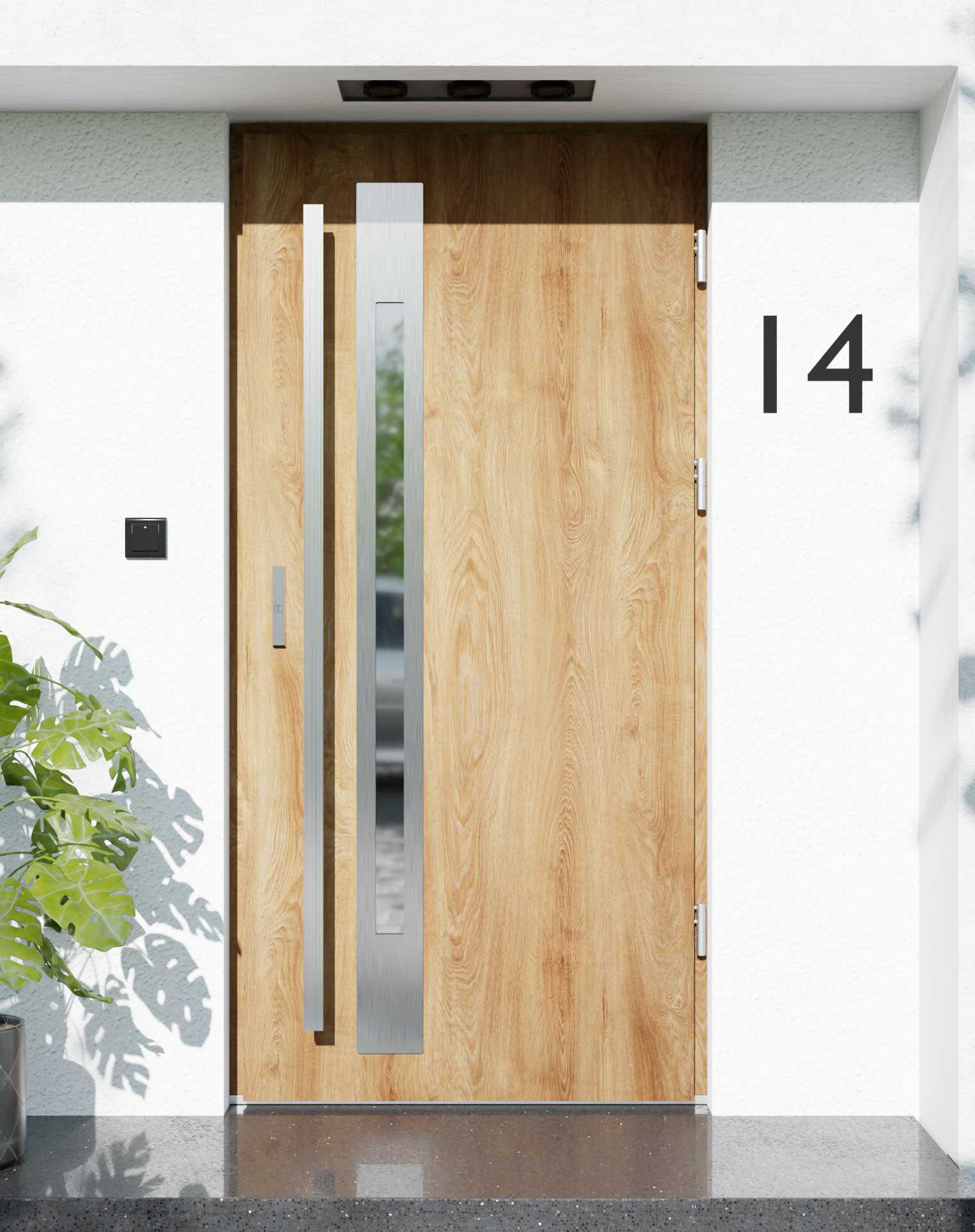 Drzwi zewnętrzne do domu z pochwytem i ościeżnicą aluminiową Otto 31B w systemie Alu