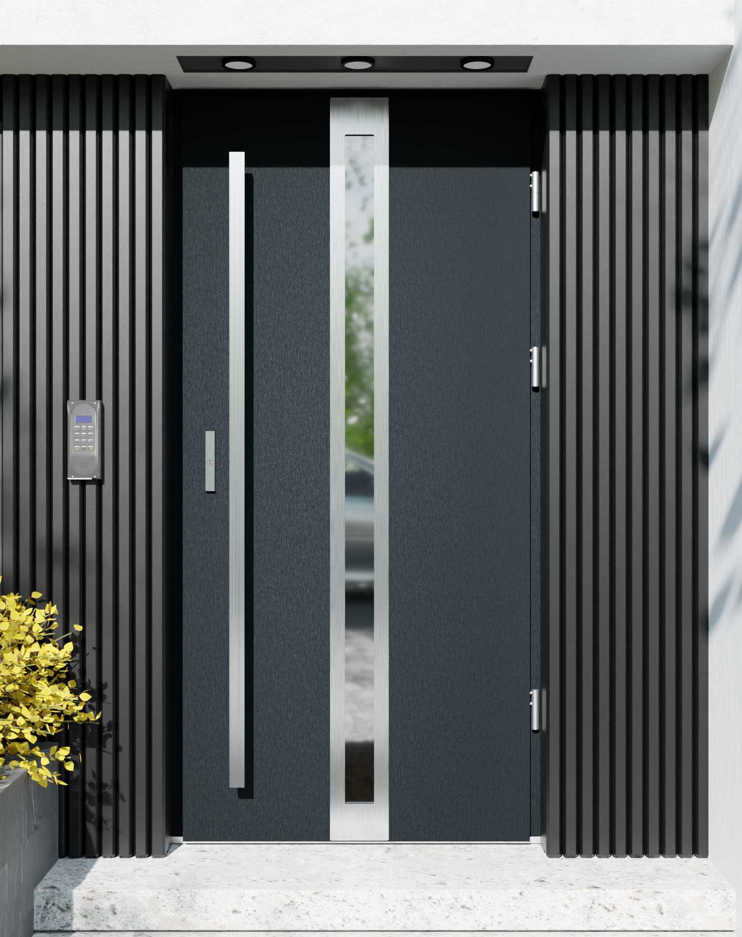 Drzwi zewnętrzne do domu z pochwytem i ościeżnicą aluminiową Otto 32 w systemie Alu