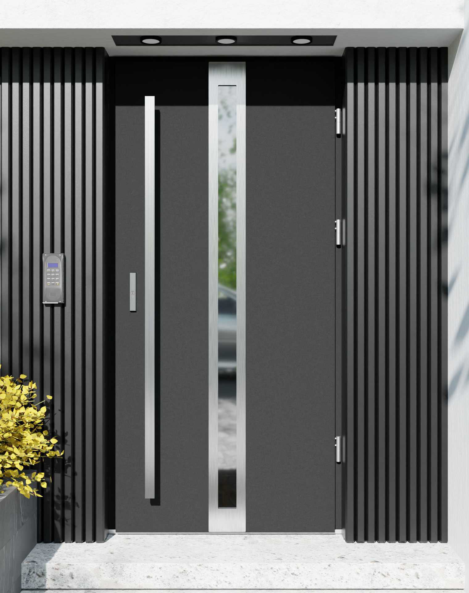 Drzwi zewnętrzne do domu z pochwytem i ościeżnicą aluminiową Otto 32 w systemie Alu